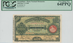 MOZAMBIQUE: 1000 Reis (1.3.1909) in black on green and yellow unpt. Steamship seal type III on face. S/N: "2246575". Inside holder by PCGS "Very Choic...
