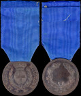 ITALY: Medal for Military Valour in bronze. The initials "F.Z" at bottom on back. Diameter: 36mm. With full original ribbon. Small strikes on the peri...