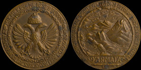 ITALY: 9th Army copper commemorative table medal for the Campaign against Greece and Yugoslavia (1940-1941). Signed by Lorioli-Morbiducci. Diameter: 6...