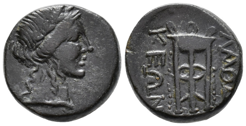 PHRYGIA.Laodikeia ad Lycum. AE (14 mm, 2.91 g), c. 133–67 BC.

 Laureate head ...