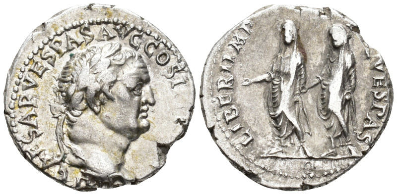 Vespasian (AD 69–79). Denarius (AR, 18 mm, 3.49 g), Ephesus mint, 70.

 IMP CA...