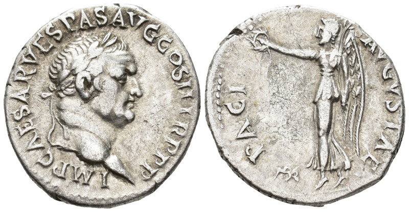 Vespasian (AD 69–79). Denarius (AR, 18 mm, 3.23 g), Ephesus mint, 70.

 IMP CA...