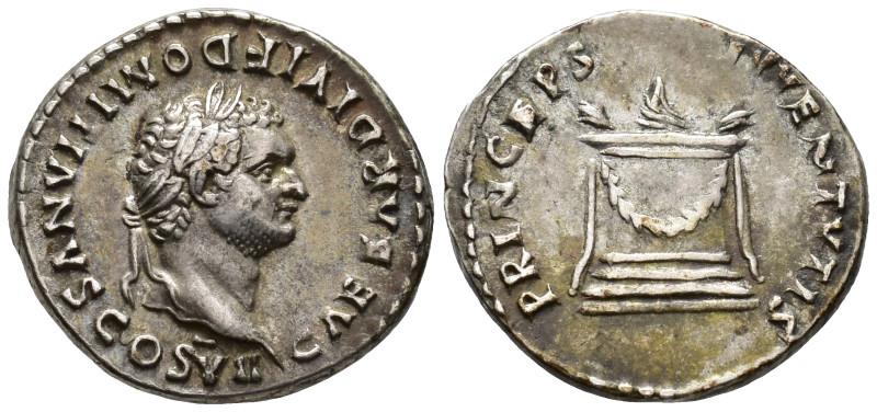 Domitian, Caesar (AD 69–81). Denarius (AR, 18 mm, 3.53 g), Rome mint, 80–81.

...