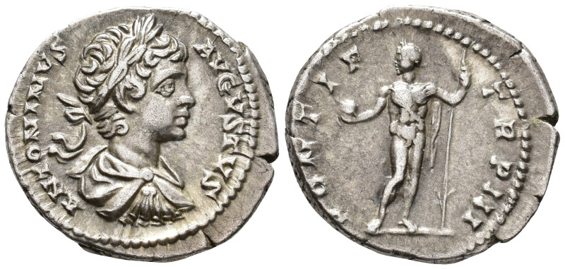 Caracalla, Augustus (AD 198–217). Denarius (AR, 20 mm, 3.48 g), Rome mint, 200....