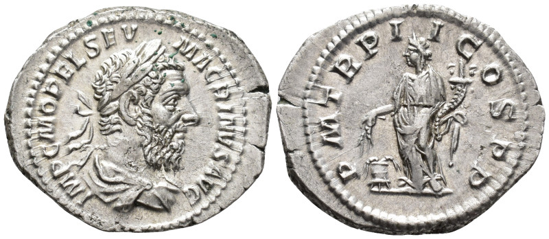 Macrinus (AD 217–218). Denarius (AR, 22 mm, 2.81 g), Rome mint, 218.

 IMP C M...