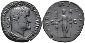 Maximinus I Thrax (AD 235–238). Sestertius (AE, 29 mm, 18.07 g), Rome mint, 236.

 MAXIMINVS PIVS AVG GERM Laureate, draped and cuirassed bust of Ma...