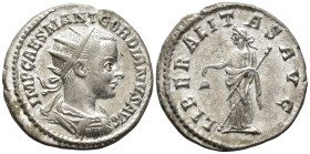 Gordian III, Augustus (AD 238–244). Antoninianus (AR, 22 mm, 3.42 g), Antioch mint, 239.

 IMP CAES M ANT GORDIANVS AVG Radiate, draped and cuirasse...