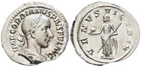 Gordian III, Augustus (AD 238–244). Denarius (AR, 21 mm, 2.41 g), Rome mint, Summer 241.

 IMP GORDIANVS PIVS FEL AVG Laureate, draped and cuirassed...