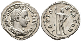 Gordian III, Augustus (AD 238–244). Denarius (AR, 21 mm, 3.07 g), Rome mint, 241–243.

 IMP GORDIANVS PIVS FEL AVG Laureate, draped and cuirassed bu...