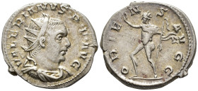 Valerian, Augustus (AD 253–260). Antoninianus (AR, 22 mm, 4.53 g), Cologne mint, 257–258.

 VALERIANVS P F AVG Radiate, draped and cuirassed bust of...