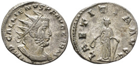 Gallienus (AD 253–268). Antoninianus (AR, 21 mm, 2.74 g), Rome mint, 256.

 IMP GALLIENVS P F AVG GERM Radiate and cuirassed bust of Gallienus right...