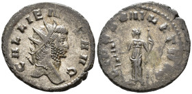 Gallienus (AD 253–268). Antoninianus (Billon, 22 mm, 3.85 g), Rome mint, 265–267.

 GALLIENVS AVG Radiate head of Gallienus right / FIDES MILITVM Fi...