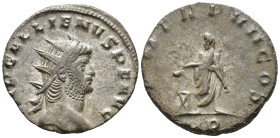 Gallienus (AD 253–268). Antoninianus (Billon, 20 mm, 3.57 g), Mediolanum mint, 264–265.

 GALLIENVS AVG Radiate head of Gallienus right / P M TR P V...