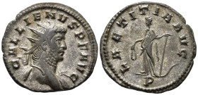 Gallienus (AD 253–268). Antoninianus (Billon, 22 mm, 3.20 g), Mediolanum mint, 263–265.

 IMP GALLIENVS P F AVG Radiate and slightly draped bust of ...