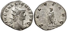 Gallienus (AD 253–268). Antoninianus (AE, 21 mm, 2.33 g), Mediolanum mint, 266.

 IMP GALLIENVS AVG Radiate and slightly draped bust of Gallienus ri...