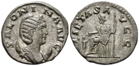 Salonina, Augusta (AD 254–268). Antoninianus (Billon, 21 mm, 3.02 g), Rome mint, 256–257.

 SALONINA AVG Diademed and draped bust of Salonina right,...