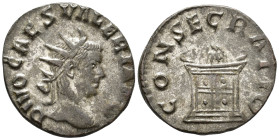 Divus Valerian II (died AD 258). Antoninianus (Billon, 20 mm, 2.49 g), Rome mint, 258.

 DIVO CAES VALERIANO Radiate head of Divus Valerianus II rig...