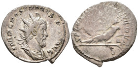 Postumus (AD 260–269). Antoninianus (AR, 24 mm, 3.11 g), Cologne mint, 260–261.

 IMP C POSTVMVS P F AVG Radiate, draped and cuirassed bust of Postu...