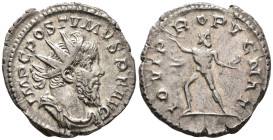 Postumus (AD 260–269). Antoninianus (AR, 23 mm, 4.59 g), Cologne mint, 262–263.

 IMP C POSTVMVS P F AVG Radiate, draped and cuirassed bust of Postu...