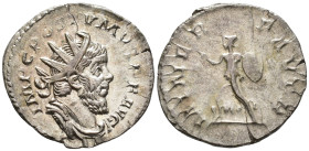 Postumus (AD 260–269). Antoninianus (AR, 22 mm, 3.39 g), Cologne mint, 262–263.

 IMP C POSTVMVS P F AVG Radiate, draped and cuirassed bust of Postu...