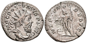 Postumus (AD 260–269). Antoninianus (AR, 22 mm, 3.44 g), Cologne mint, 262–263.

 IMP C POSTVMVS P F AVG Radiate, draped and cuirassed bust of Postu...