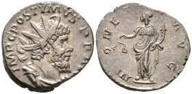 Postumus (AD 260–269). Antoninianus (AR, 21 mm, 3.73 g), Cologne mint, 262–265.

 IMP C POSTVMVS P F AVG Radiate, draped and cuirassed bust of Postu...