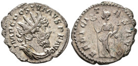 Postumus (AD 260–269). Antoninianus (AR, 23 mm, 3.75 g), Cologne mint, 263–265.

 IMP C POSTVMVS P F AVG Radiate, draped and cuirassed bust of Postu...