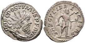 Postumus (AD 260–269). Antoninianus (AR, 22 mm, 3.41 g), Cologne mint, 266–267.

 IMP C POSTVMVS P F AVG Radiate, draped and cuirassed bust of Postu...
