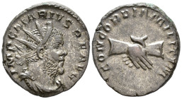 Marius (AD 269). Antoninianus (AE, 20 mm, 3.50 g), Treveri mint. 

 IMP C MARIVS P F AVG Radiate, draped and cuirassed bust of Marius right, seen fr...