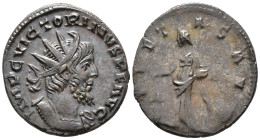 Victorinus (AD 269–271). Antoninianus (AE, 20 mm, 3.20 g), Cologne mint, 270.

 IMP C VICTORINVS P F AVG Radiate and cuirassed bust of Victorinus ri...