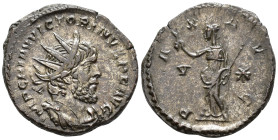 Victorinus (AD 269–271). Antoninianus (AE, 21 mm, 3.79 g), Treveri mint, 269.

 IMP C PIAV VICTORINVS P F AVG Radiate, draped and cuirassed bust of ...