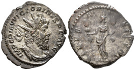 Victorinus (AD 269–271). Antoninianus (AE, 21 mm, 2.83 g), Treveri mint, 269.

 IMP C PIAV VICTORINVS P F AVG Radiate, draped and cuirassed bust of ...