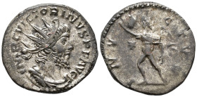 Victorinus (AD 269–271). Antoninianus (AE, 21 mm, 3.47 g), Treveri mint, 270–271.

 IMP C VICTORINVS P F AVG Radiate, draped and cuirassed bust of V...