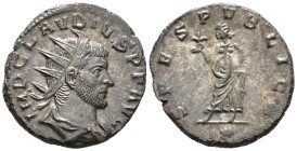 Claudius II Gothicus (AD 268–270). Antoninianus (AE, 19 mm, 3.30 g), Mediolanum mint, 268–269.

 IMP CLAVDIVS P F AVG Radiate, draped and cuirassed ...