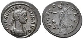 Aurelian (AD 270–275). Denarius (AE, 21 mm, 2.80 g), Rome mint, 275.

 IMP AVRELIANVS AVG Radiate and cuirassed bust of Aurelian right, seen from fr...