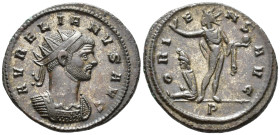 Aurelian (AD 270–275). Antoninianus (AE, 22 mm, 3.69 g), Mediolanum mint, 274.

 AVRELIANVS AVG Radiate and cuirassed bust of Aurelian right, seen f...