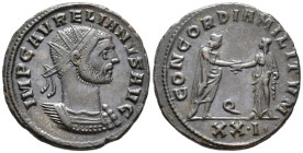 Aurelian (AD 270–275). Antoninianus (AE, 22 mm, 4.11 g), Siscia mint, 274–275.

 IMP C AVRELIANVS AVG Radiate and cuirassed bust of Aurelian right, ...