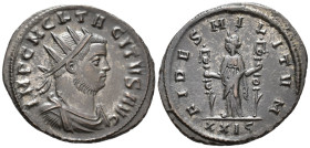 Tacitus (AD 275–276). Antoninianus (AE, 23 mm, 3.47 g), Rome mint, 276.

 IMP C M CL TACITVS AVG Radiate, draped and cuirassed bust of Tacitus right...