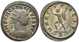 Tacitus (AD 275–276). Antoninianus (AE, 23 mm, 3.26 g), Ticinum mint, 275.

 IMP C M CL TACITVS AVG Radiate and cuirassed bust of Tacitus right, see...