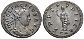 Tacitus (AD 275–276). Antoninianus (AE, 23 mm, 4.80 g), Lugdunum mint, 276.

 IMP CL TACITVS AVG Radiate, draped and cuirassed bust of Tacitus right...