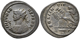 Probus (AD 276–282). Antoninianus (AE, 23 mm, 3.64 g), Rome mint, 281.

 IMP PROBUS P F AVG Radiate bust of Probus left in imperial mantle, holding ...