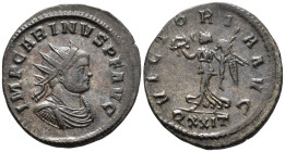 Carinus, Augustus (AD 283–285). Antoninianus (AE, 23 mm, 3.61 g), Ticinum mint, 283–285.

 IMP CARINVS P F AVG Radiate, draped and cuirassed bust of...