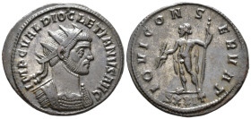 Diocletian (AD 284–305). Antoninianus (AE, 23 mm, 3.90 g), Ticinum mint, 288.

 IMP C VAL DIOCLETIANVS AVG Radiate and cuirassed bust of Diocletian ...