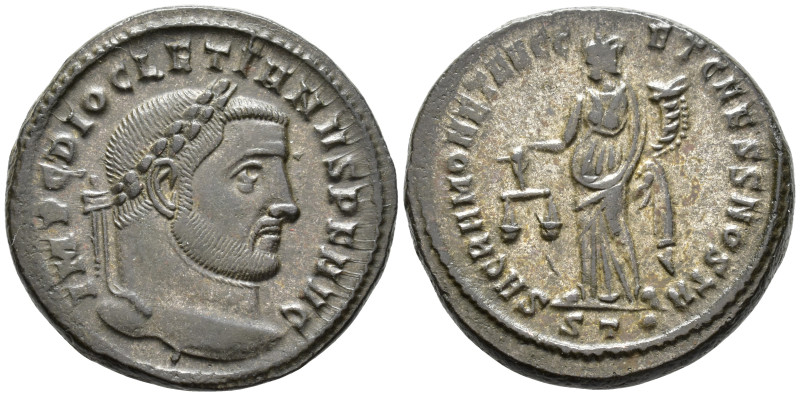 Diocletian (AD 284–305). Follis (AE, 27 mm, 11.43 g), Ticinum mint, 300–303.

...