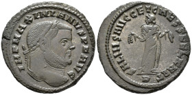 Maximianus, first reign (AD 286–305). Follis (AE, 28 mm, 8.77 g), Carthage mint, c. 298–299.

 IMP MAXIMIANVS P F AVG Laureate head of Maximianus ri...