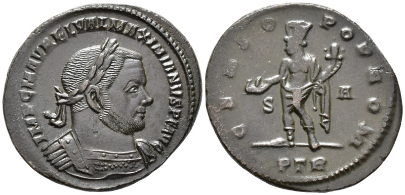 Maximianus, second reign (AD 307–308). Follis (AE, 28 mm, 7.82 g), Treveri mint,...