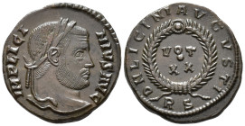 Licinius I (AD 308–324). Follis (AE, 19 mm, 2.85 g), Rome mint, 321.

 IMP LICINIVS AVG Laureate head of Licinius I right / D N LICINI AVGVSTI aroun...