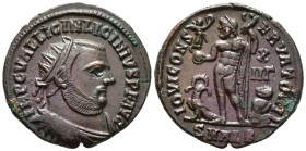 Licinius I (AD 308–324). Follis (AE, 20 mm, 3.25 g), Alexandria mint, 321–324.

 IMP C VAL LICIN LICINIVS P F AVG Radiate, draped and cuirassed bust...