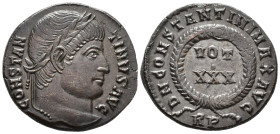 Constantine I (AD 307/310–337). Follis (AE, 19 mm, 3.00 g), Rome mint, 329.

 CONSTANTINVS AVG Laureate head of Constantine right / D N CONSTANTINI ...