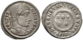 Constantine I (AD 307/310–337). Follis (AE, 20 mm, 2.96 g), Siscia mint, 320–321.

 CONSTANTINVS AVG Laureate head of Constantine right / D N CONSTA...